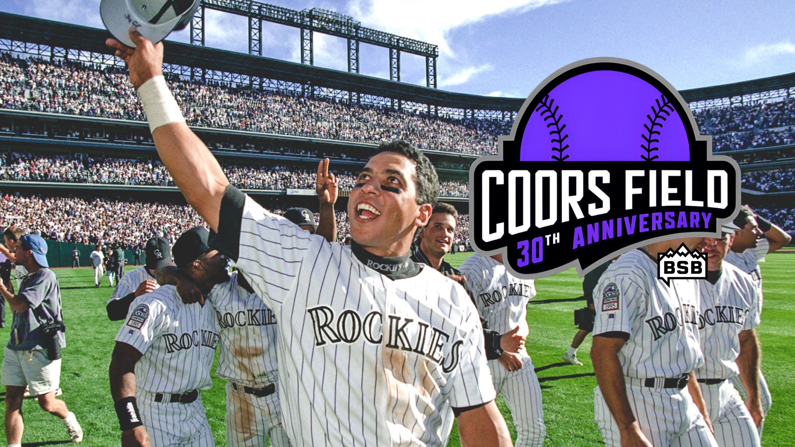 Andres Galaragga waving cap as Colorado Rockies make 1995 postseason.